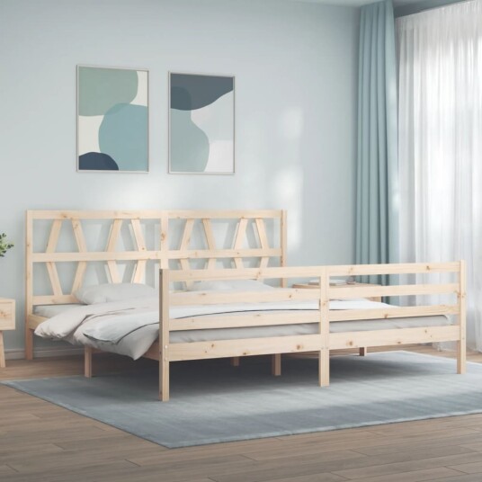 vidaXL Sengeramme med hodegavl 200x200 cm heltre