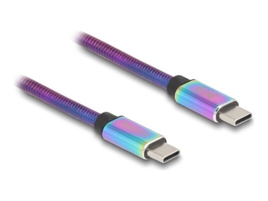 Delock - Usb-Kabel - 24 Pin Usb-C (Hann) Til 24 Pin Usb-C (Hann) - Usb 2.0 - 20 V - 3 A - 2 M - Usb Power Delivery (60W), Støtte For Power Delivery 3.0 - Iriserende