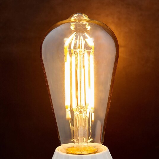 Lindby E27 rustikk LED-lyspære 6W 500 lm, rav 1 800 K