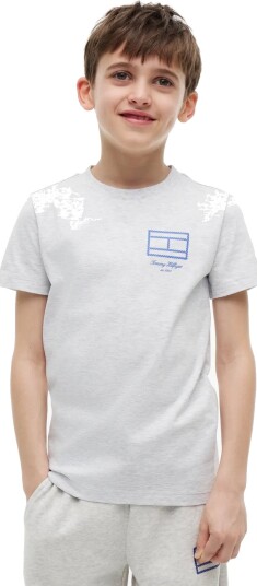 Tommy Hilfiger Outline Flag Graphic T Shirt Ss Grey 140 Tommy Hilfiger Outline Flag Graphic T Shirt Ss Grey 140