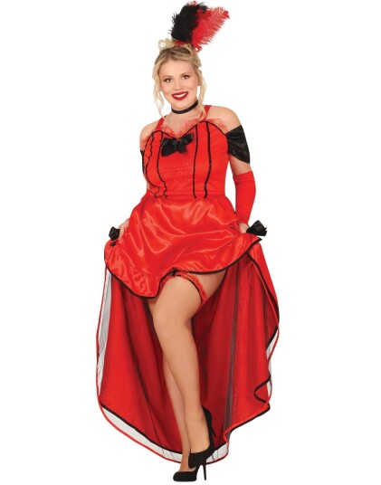 Rød Burlesque Kostymekjole til Dame XL Rød Burlesque Kostymekjole til Dame XL