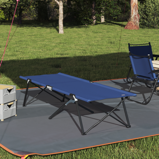 Sammenleggbar camping seng 2 pcs Blå 206 x 76 x 74 cm
