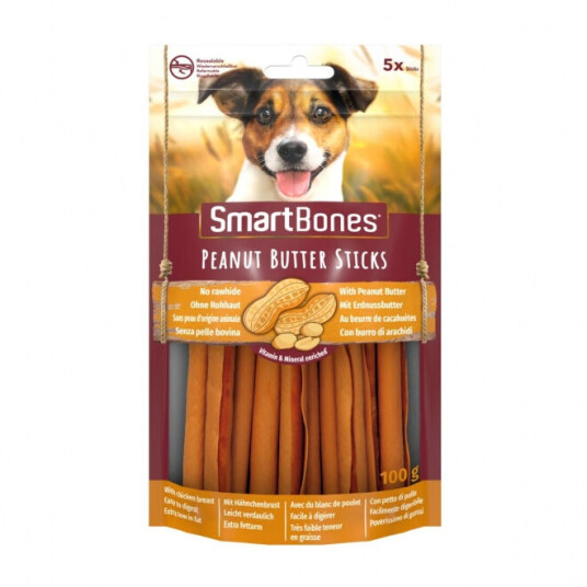 SmartBones Peanøttsmør Sticks 5-pk Hundegodbiter SmartBones Peanøttsmør Sticks 5-pk Hundegodbiter