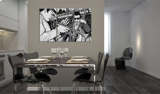 Bilde Jazz concert on the background of New York 90x60 Artgeist sp. z o. o.