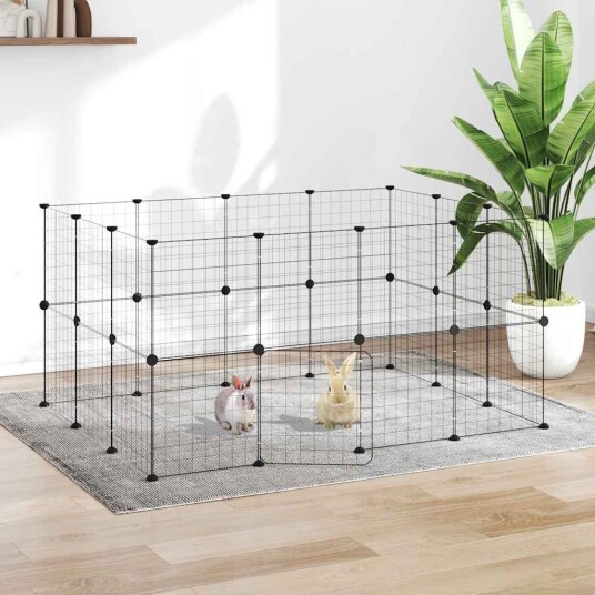 Vidaxl Dyrebur 28 Paneler Med Dør Svart 35X35 cm Stål