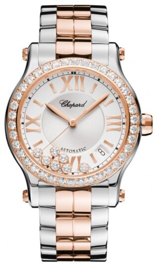 Chopard Dameklokke 278559 6004 Happy Sport Sølvfarget/18 karat rosé
