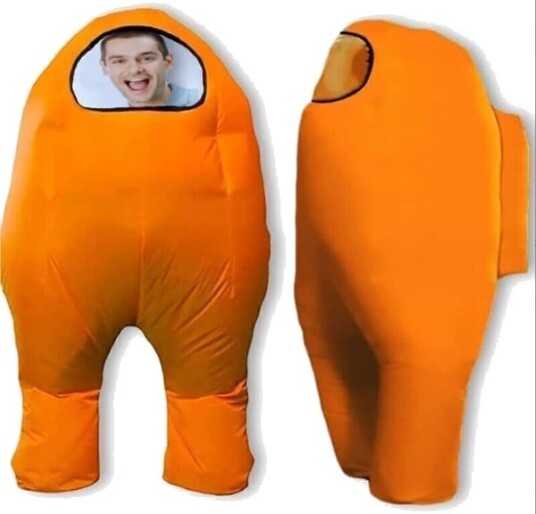Among Us Oppblåsbart Kostyme til Voksen Oransje 150-190 cm Fyn10