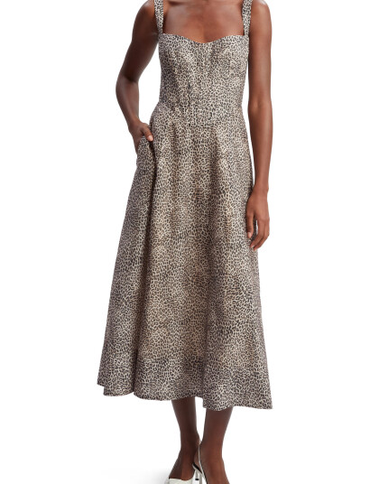 Bardot Lilah Corset Midi Dress - Brown - 36 Bardot Lilah Corset Midi Dress - Brown - 36