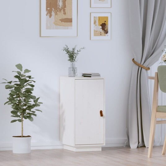 vidaXL Skjenk hvit 34x40x75 cm heltre furu