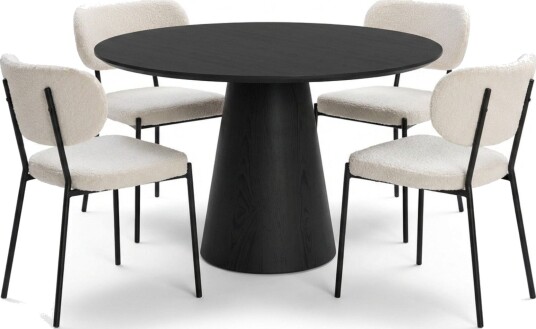 Siena spisegruppe rund 110 cm svart med 4 Gemmiano spisestoler Svart