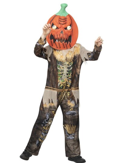 Pumpkin Scarecrow Reaper Fugleskremsel Kostyme med Maske til Barn 7 9 ÅR Pumpkin Scarecrow Reaper Fugleskremsel Kostyme med Maske til Barn 7 9 ÅR