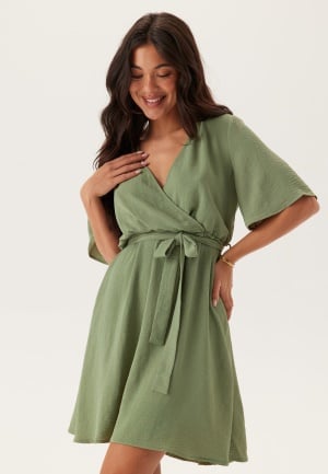 VILA Vijosa 2/4 WRAP DRESS Oil Green 34