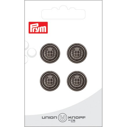Prym knapp sølv 15 mm 4 stk