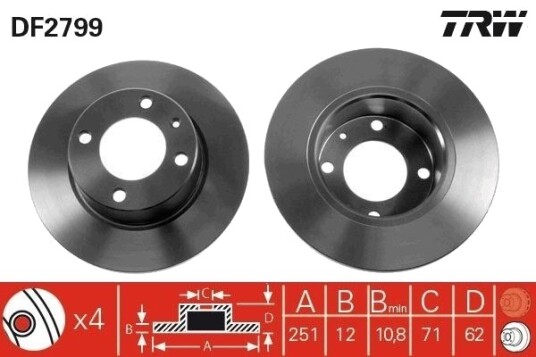 Bremseskive TRW DF2799 Bremseskive TRW DF2799