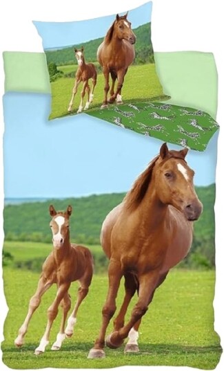 BrandMac Sengetøy – voksenstørrelse 140 x 200 cm – Hest med føll 1000513 BrandMac Sengetøy – voksenstørrelse 140 x 200 cm – Hest med føll 1000513