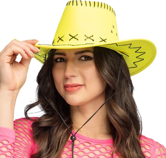 Boland Party Partners Cowboyhatt med sømmer neon-gul One size 01191