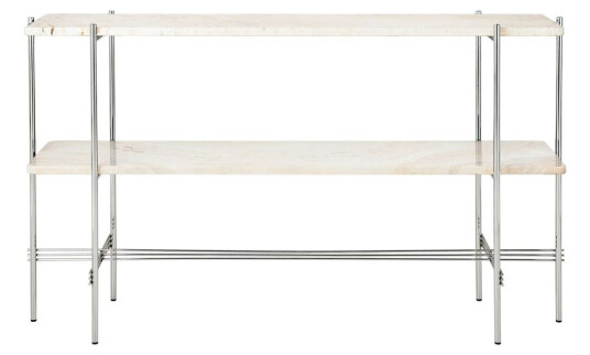 Gubi TS Console avlastningsbord 120 x 30 x 72 cm Neutral white travertine-stål Gubi TS Console avlastningsbord 120 x 30 x 72 cm Neutral white travertine-stål