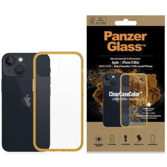 PanzerGlass iPhone 13 Mini Deksel PanzerGlass ClearCase Antibakteriel - Tangerine Limited Edition