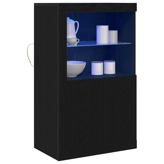  Sideboard med LED lys Svart Eik 60,5x37x100 cm