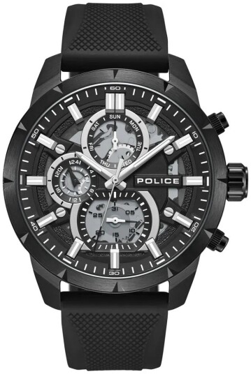 Police Herreklokke PEWJQ0058703 Neist Sort/Gummi Ø46 mm