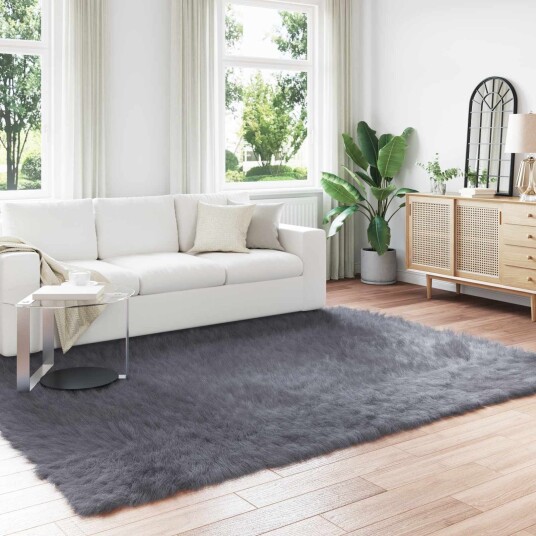 Faux Skinnmatte Tafalla Antrasitt 240 x 340 cm Polyester