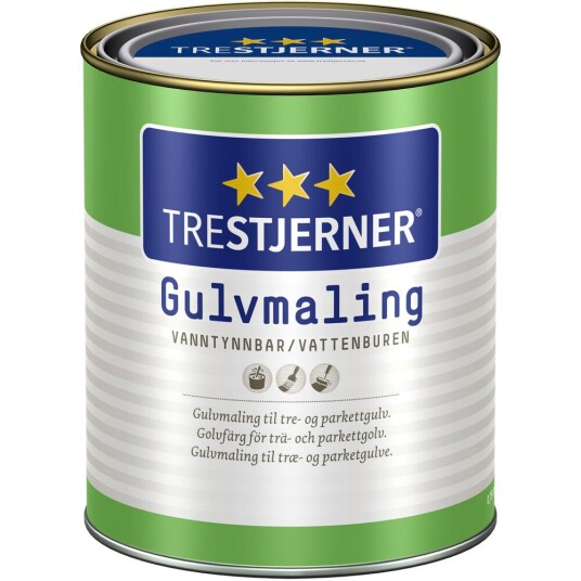 TreStjerner Gulvmaling Halvblank Klassisk Hvit Base 2.7 l
