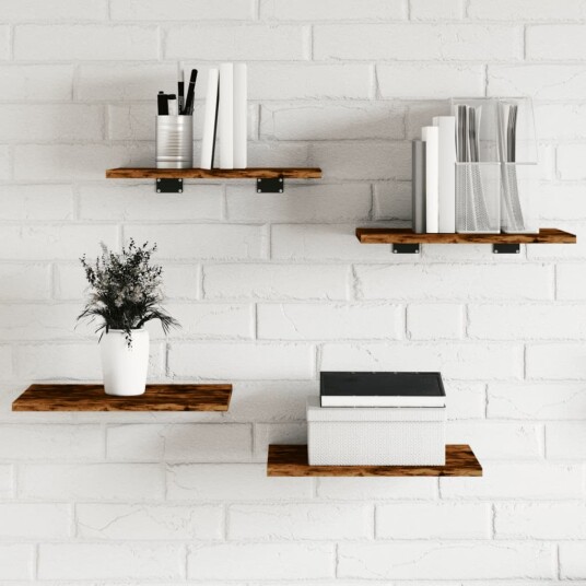 Vegghyller 4 stk røkt eik 40x30x1,5 cm konstruert tre 8721012209169