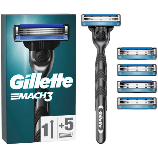Gillette Mach3 barberhøvel inkl. 5 pcs. Barberblader