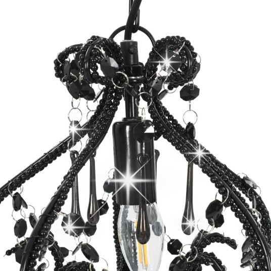 Taklampe med perler rund E14 - sort Taklampe med perler rund E14 - sort