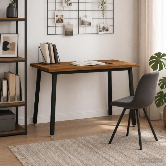 vidaXL 120 x 80 x 75 cm Solid akasietre Naturlig og svart Rektangulær