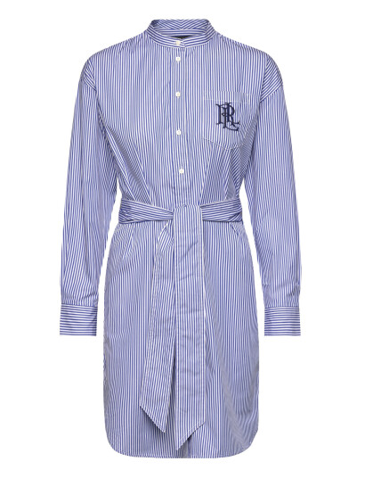 Lauren Ralph Lauren Striped Belted Broadcloth Shirtdress - Blue - 46