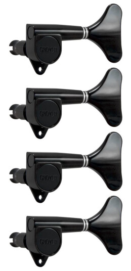 Grover 144bc4 Mini Bass Machines 4-In-Line, Left - Svart Chrome