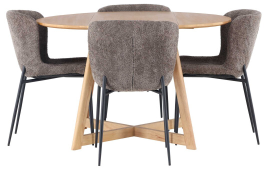 Venture Design Yadikon & Modesto spisegruppe Mørkegrå/brun 4 stoler & bord 120 cm
