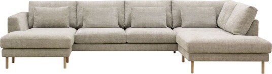 Florenz 4 seters Høyrevendt U formet Sofa med Divan og Sjeselong i Chenille   Grå / Beige