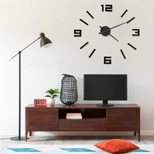 vidaXL Veggklokke 3D moderne design svart 100 cm XXL
