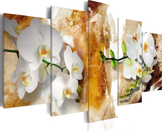 Bilde Brown Paint And Orchid 100x50 Artgeist sp. z o. o.