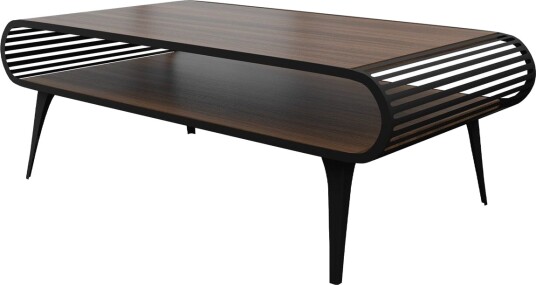 Salvaris Sofabord 120 cm - Svart med brun bordplate