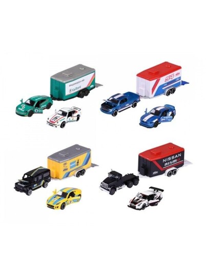 Majorette Car set with trailer 19cm Assorted