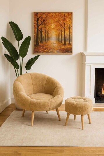 Wing Chair & Pouffe Set (2 Pieces) Atelier Del Sofa -
