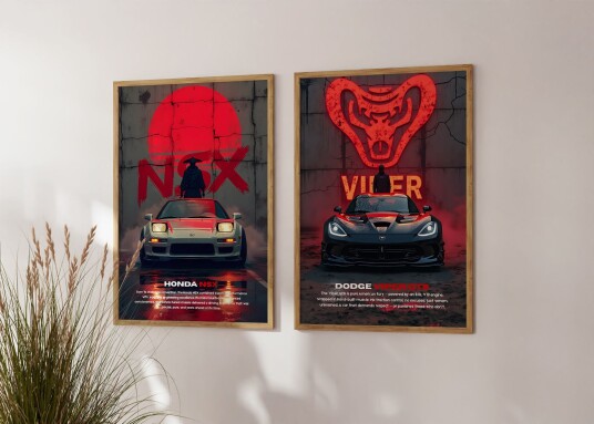 Plakat Honda NSX og Dodge Viper / Sett på 2