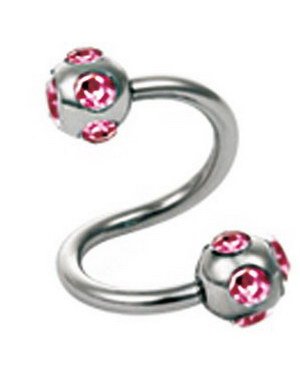 Curve Øyenbrynspiercing med Rosa Stener Strl 1.2 x 8 mm