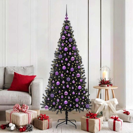  Juletre med 300 LED med stativ Svart 180 cm PVC