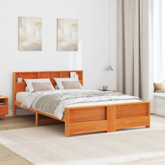  Sengestamme med hodegjerde Voksbrun 140 x 200 cm Heltre furu