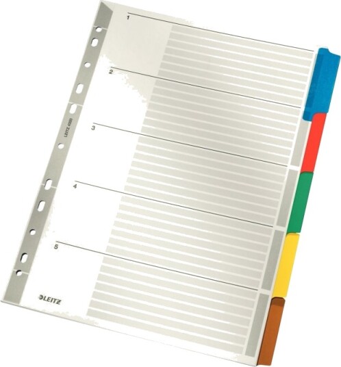 Leitz   Inndeler   5 Deler   For A4 210 X 297 Mm   Med Fliker En Pakke 5