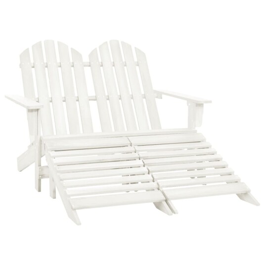 vidaXL Adirondack hagestol og ottoman 2-seters heltre gran hvit vidaXL Adirondack hagestol og ottoman 2-seters heltre gran hvit