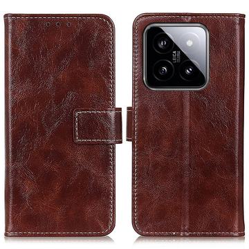 Xiaomi 14 Pro Lommebok-deksel med Magnetisk Lukning Brun