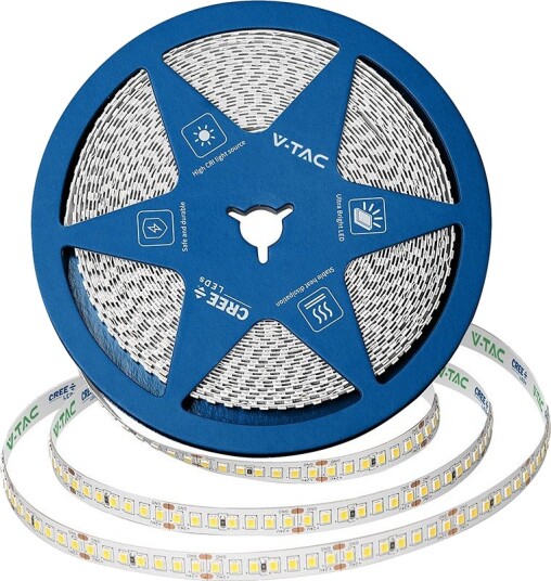5m 12W/m LED strip 168 LEDs/m 24V IP20 140lm/W 4000K SMD2835 Kulør : Varm