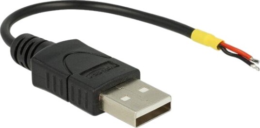 Delock USB 2.0 Kabel 2x Åpen Strømledninger 10 cm Svart