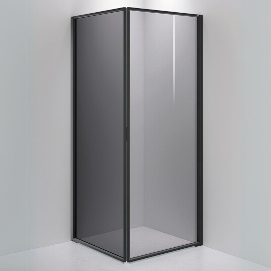 INR Iconic Nordic Rooms Dusjhjørne Edge 12 Måltlpasset / Matt Svart Grått Glass