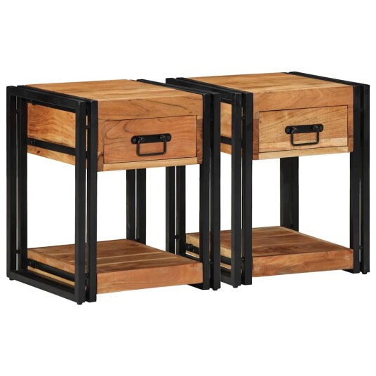 Nattbord 2 pakning 40x40x50 cm Massivt Akasietre